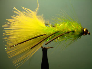 Chartreuse Bead Head Crystal Rubber Woolly Bugger (6 y 10)